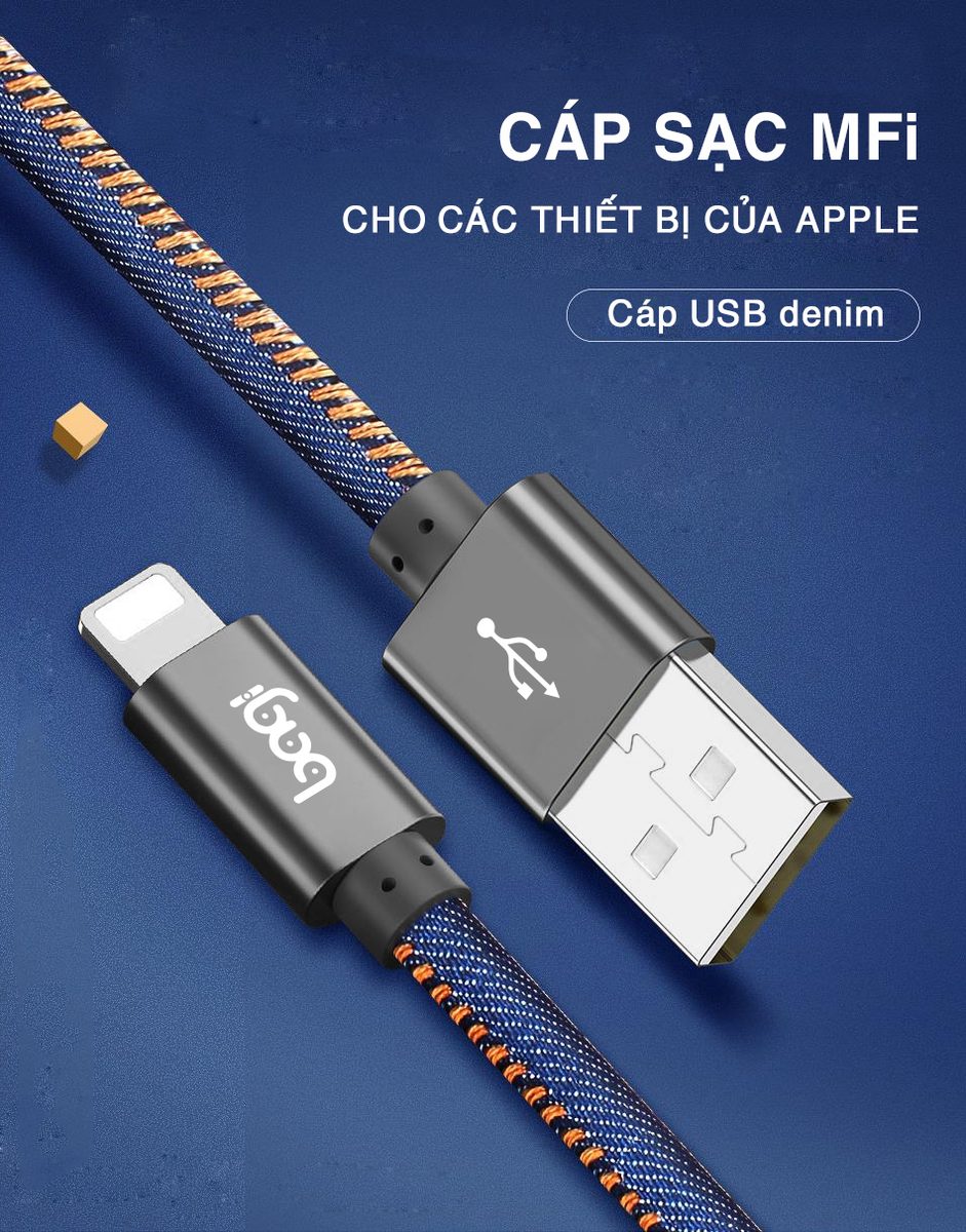 Dây cáp Lightning bọc da tiêu chuẩn MFI Bagi chính hãng cho Iphone – ảnh 2