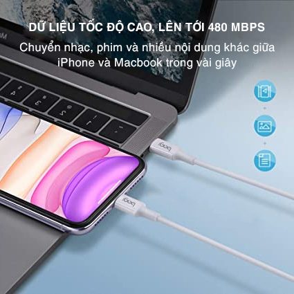 Cáp sạc nhanh Type C to Lightning dây dù Bagi PD 35W dài 1m PD-I100 – ảnh 6