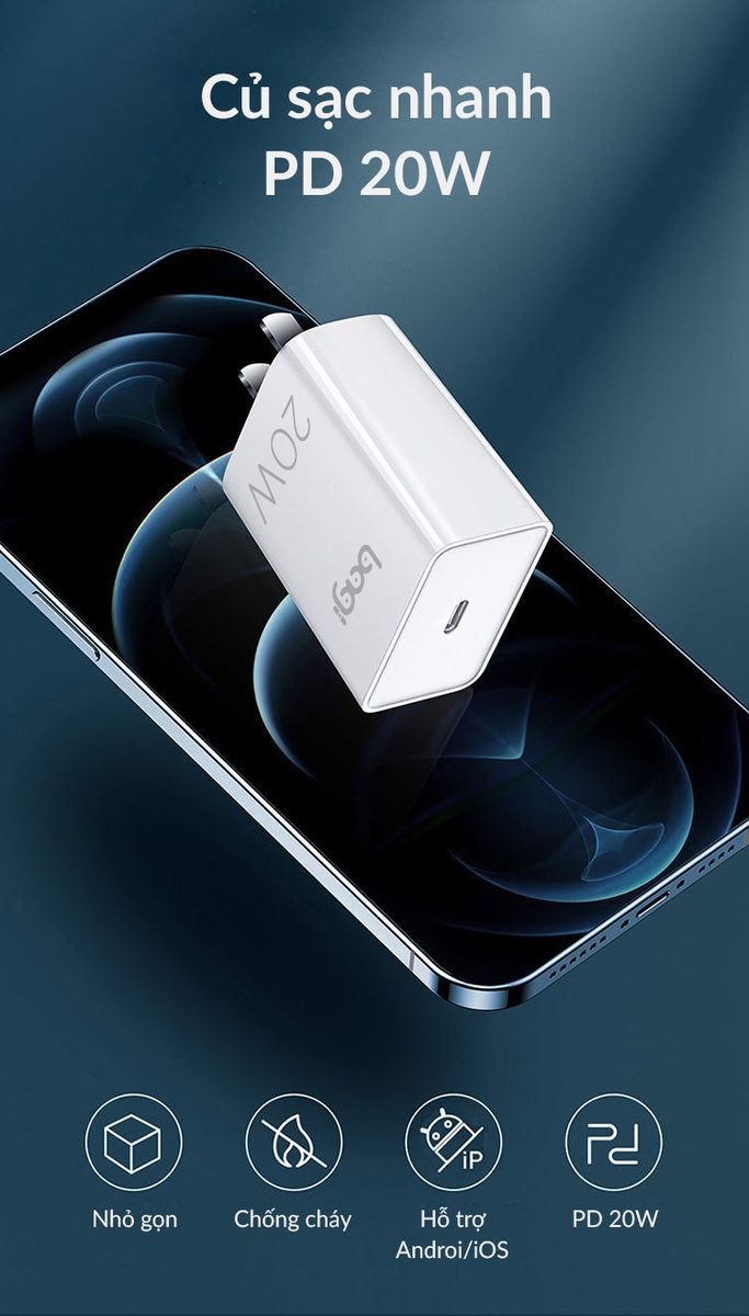 Củ sạc nhanh Bagi chuẩn PD 20W PD20 – ảnh 10