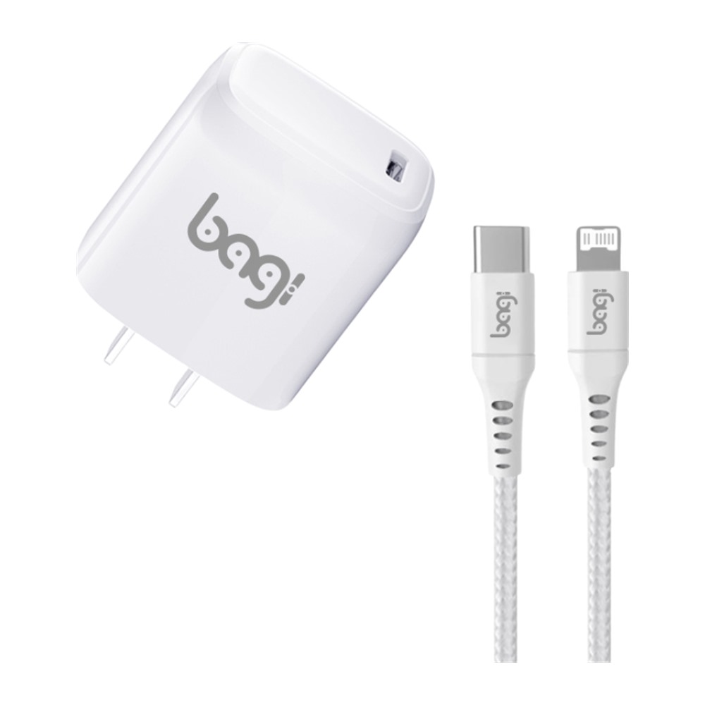 Combo củ + cáp sạc PD20w tiện lợi nhỏ gọn Bagi Type C-Lightning