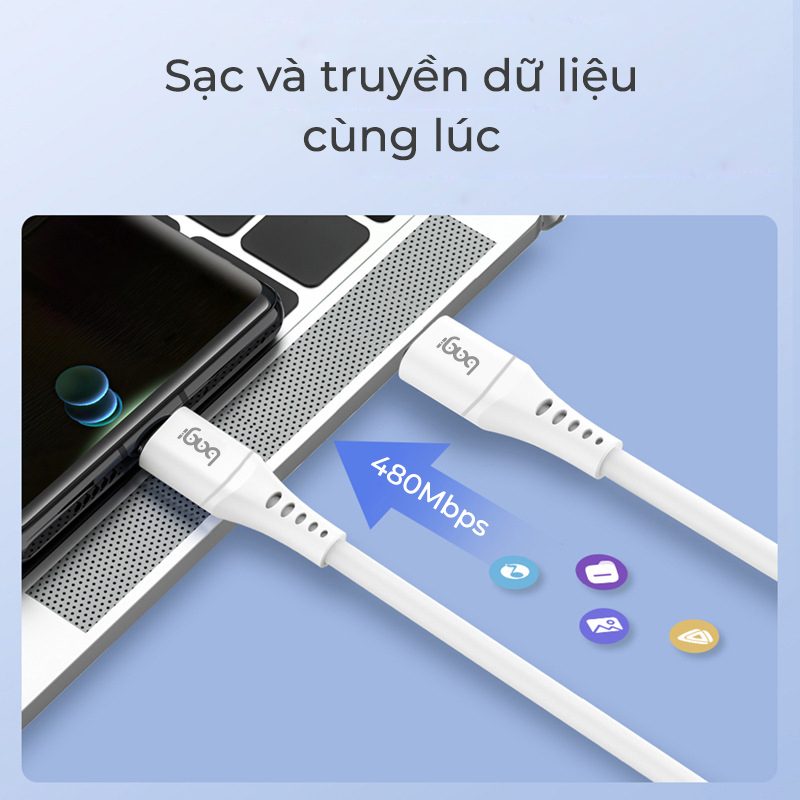 Combo củ + cáp sạc PD20w tiện lợi nhỏ gọn Bagi Type C-Lightning – ảnh 4
