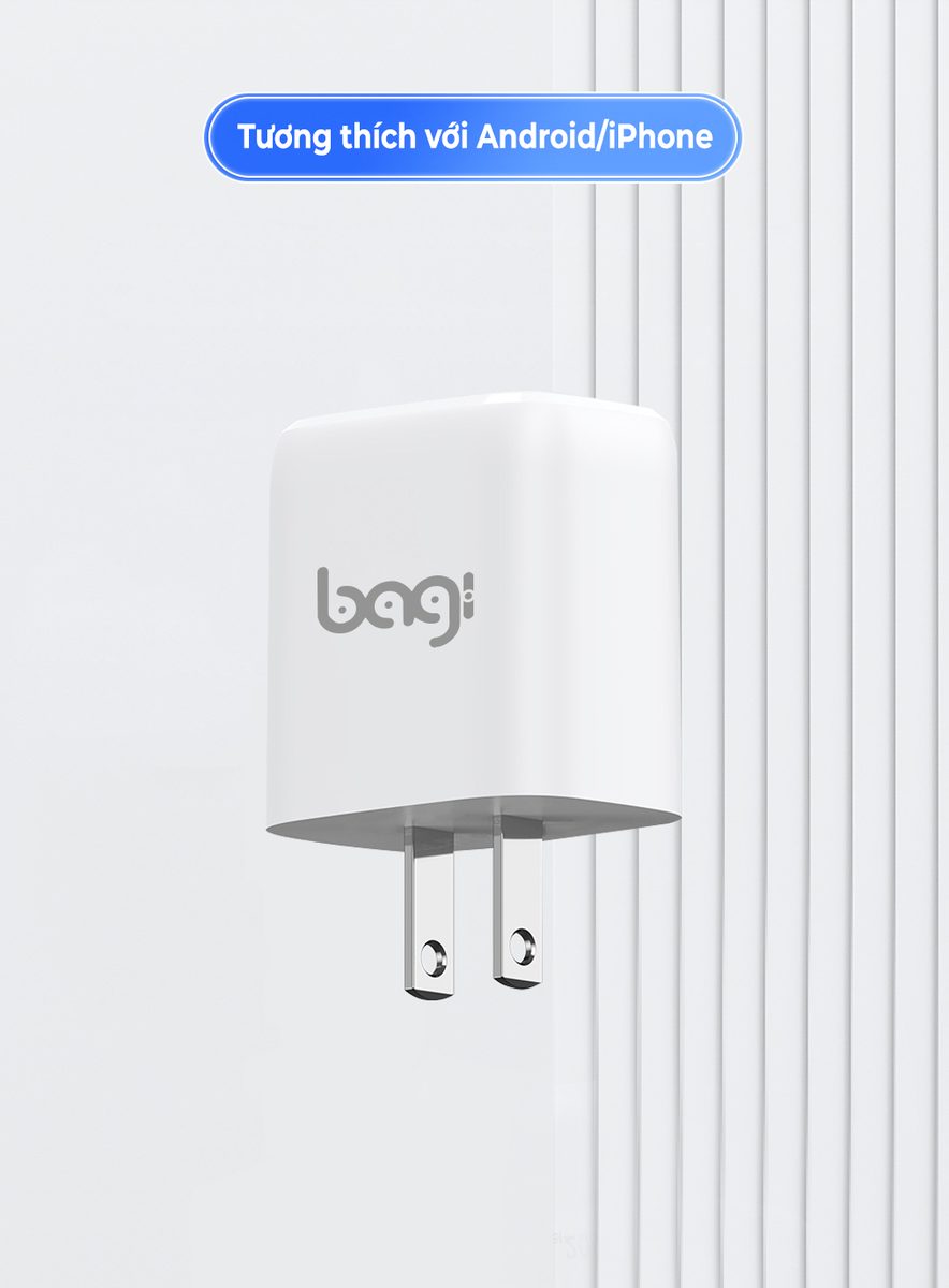 Combo củ + cáp sạc PD20w tiện lợi nhỏ gọn Bagi Type C-Lightning – ảnh 8