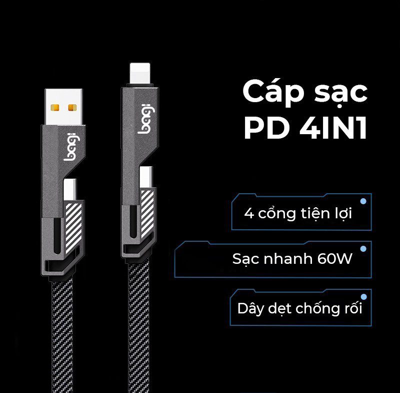 4in1 Sạc nhanh tiện lợi PD4in1 BAGI   – ảnh 9