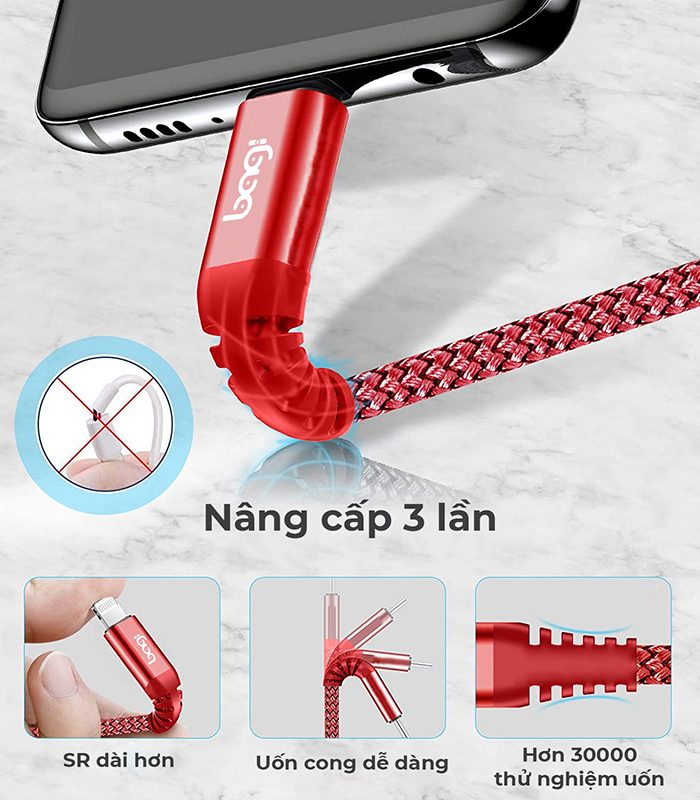Cáp dù sạc nhanh Lightning cho Iphone nhiều kích thước IH100-120-180 – ảnh 4
