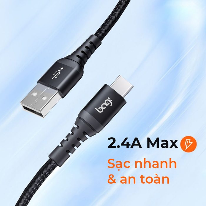 Cáp dù sạc nhanh Type C nhiều kích thước Bagi CH100-120-180 – ảnh 3